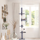PawHut Floor to Ceiling Cat Tree for Indoor Cats 5-Tier Kitty Tower Grey