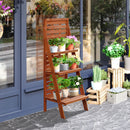 Outsunny Three-Tier Plant Rack Outdoor Organiser Unit Ladder Design Storage