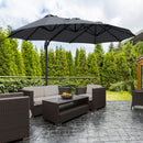 Outsunny 4.5 m Double Garden Parasol Garden Umbrella w/ Crank Handle Grey