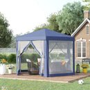 Outsunny Garden Hexagonal Gazebo Patio Outdoor Canopy Patio Party Tent Blue