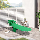 Outsunny Beach Chaise Lounge Portable Adjustable Backrest with Face Cavity Green