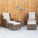 Outsunny Garden Sofa Chair & Stool Table Set Patio Wicker Weave Furniture Set