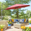 Outsunny Cantilever Roma Parasol 360° Rotation w/ Hand Crank & Base, Wine Red