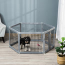 PawHut Dog Play Pen 6 Panel Pet Playpen Foldable Rabbit Guinea Pig Run w/ Door