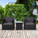 Outsunny 3Pcs Patio 2 Seater Rattan Sofa Garden Furniture Set Coffee w/ Cushions