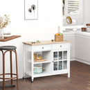 HOMCOM Kitchen Island on Wheels Utility Cart with Towel Rack, 2 Drawers, White