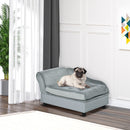 PawHut Pet Sofa with Storage, Dog Chair Cat Couch W/ Cushion, Grey 76x45x41.5 cm