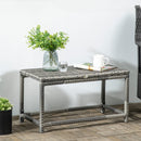 Outsunny Outdoor Coffee Table, PE Rattan Side Table w/ Plastic Board, Grey