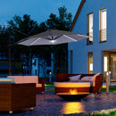 Outsunny 3(m) LED Cantilever Parasol Outdoor with Base Solar Lights Grey