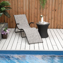 Outsunny Folding Lounge Chair, Outdoor Chaise Lounge for Beach, Poolside, Grey