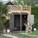 Outsunny Garden Storage Shed Tool Organizer w/ Table, 139x75x160cm, Dark Grey