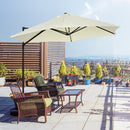 Outsunny 2.5M Offset Roma Patio Umbrella W/ 360° Rotation and Base, Beige