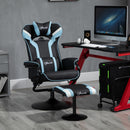 Vinsetto Video Game Chair and Footrest Set with Lumbar Support Headrest Blue