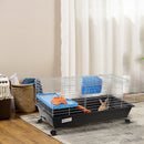 PawHut 89cm Small Animal Cage for Rabbit Ferret Guinea Pig w/ Food Dish Black