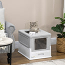 PawHut Hooded Cat Litter Box, Portable Pet Toilet w/ Scoop, Tray - Grey