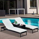 Outsunny 3 Pack Rattan Wicker Adjustable Lounge Chair w/ Cushions Set, Black