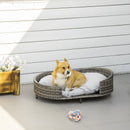 PawHut Wicker Dog Sofa Bed w/ Soft Water-resistant Cushion for Large Dogs