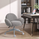 HOMCOM Fluffy Leisure Chair Office Chair with Backrest Armrest Wheels Grey