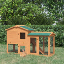 PawHut Wood Rabbit Hutch Pet House Water-Resistant w/Ramp Solid Outdoor Pet Cage