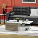 HOMCOM Modern Coffee Table w/ Tempered Glass Shelve, Drawers for Living Room