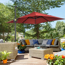 Outsunny Square Cantilever Roma Parasol 360° Rotation w/ Hand Crank, Wine Red