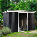 Outsunny 9 x 4FT Outdoor Metal Frame Garden Storage Shed w/ 2 Door, Grey