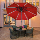 Outsunny 2.7m Garden Parasol Summer Shelter w/ LED Solar Light Crank Tilt Red