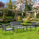 Outsunny 4 Piece Outdoor Conversation Furniture Set with Coffee Table & Cushions