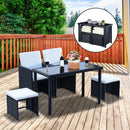 Outsunny 5 Pieces Rattan Garden Furniture Sofa Set w/ Table Chair Footrest Black