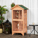 PawHut Wooden Bird Aviary, Outdoor Bird Cage for Finch, Canary w/ Tray - Orange