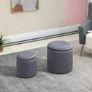 HOMCOM Modern Fabric Storage Ottoman with Removable Lid, Set of 2, Grey