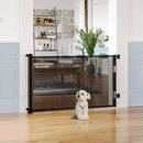 PawHut Retractable Stair Gate for Dogs Mesh Safety Gate - Black