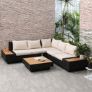 Outsunny 4Pcs Rattan Sofa Set Garden Furniture Set with Armrest Cushions Black