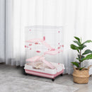 PawHut Four-Level Small Animal Cage, Indoor Pet House, Pink, 81 x 52.5 x 114 cm