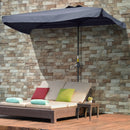 Outsunny 2.3m Half Round Parasol Garden Sun Umbrella Metal w/ Crank Grey
