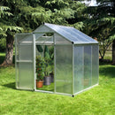Outsunny 6x6ft Aluminium Greenhouse with/ Door Window Galvanized Base PC Panel