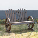 Outsunny 2 Seater Garden Bench w/ Wheel-Shaped Armrests Carbonised colour