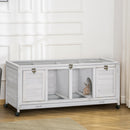 PawHut Rabbit Hutch Mobile Separable Guinea Pig Cage w/ Wheels, Slide-Out Tray