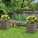 Outsunny Wooden Garden Planter & Bench Combination Garden Raised Bed Grey