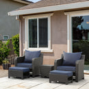 Outsunny 5pcs Outdoor Rattan Sofa Set w/ Storage Function Side Table & Ottoman