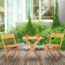 Outsunny 3Pcs Garden Bistro Set, Folding Outdoor Chairs and Table Set, Teak