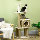 PawHut Cat Tree Climbing Tower w/ Scratching Post, Cat House, Hanging Toy Ball