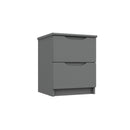 Balagio Ready Assembled Bedside Table with 2 Drawers - Dusk Grey Gloss