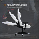 Vinsetto Gaming Chair with RGB LED Light 2D Arm Lumbar Support Swivel Office Computer Recliner Racing Gamer Desk Chair for Home White w/ Home Recliner