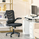 Vinsetto Mesh Office Chair for Home Swivel Task Desk Chair with Lumbar Back Support Flip-Up Arm Adjustable Height Black Computer w/