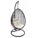 Silver & Stone Hanging Egg Chair Rattan - Black