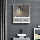 Kleankin Bathroom Mirror Cabinet Wall Mounted Storage Cupboard with Double Doors and Adjustable Shelf Bathroom Organizer Grey Unit Doors