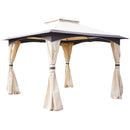 Outsunny 10' x 12'/3(m)x3(m) Steel Fabric  Patio Gazebo Vented Roof w/Mesh Sidewall