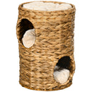 PawHut 47cm Cat Barrel Tree for Indoor Cats w/ Two Cat Houses, Cushion