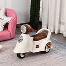 Kids Manual Ride On Moped Scooter - White